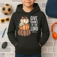 Give Thanks To The Lord Fall Autumn Christian Kids Hoodie thumb 2