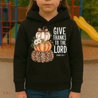 Give Thanks To The Lord Fall Autumn Christian Kids Hoodie thumb 3
