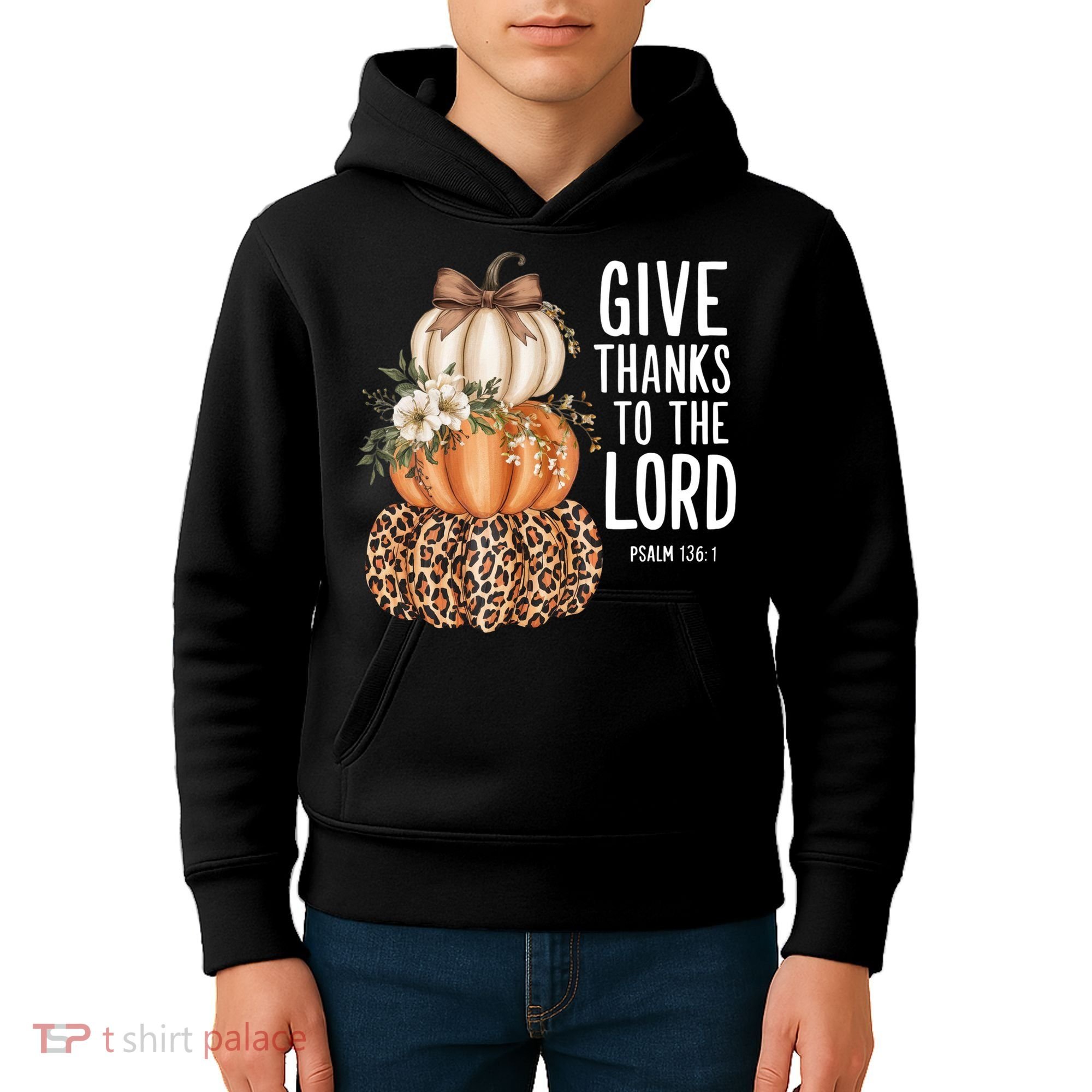 Give Thanks To The Lord Fall Autumn Christian Kids Hoodie
