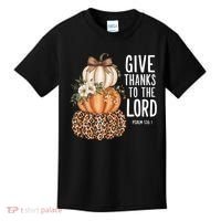 Give Thanks To The Lord Fall Autumn Christian Kids T-Shirt thumb 0