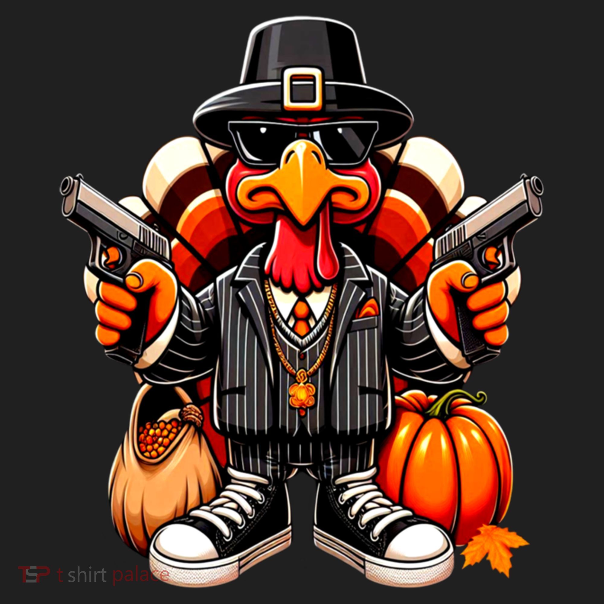 Gangster Thug Thanksgiving Turkey Gun Unhappy Angry Turkey Cool Gift Women's Sweatshirt