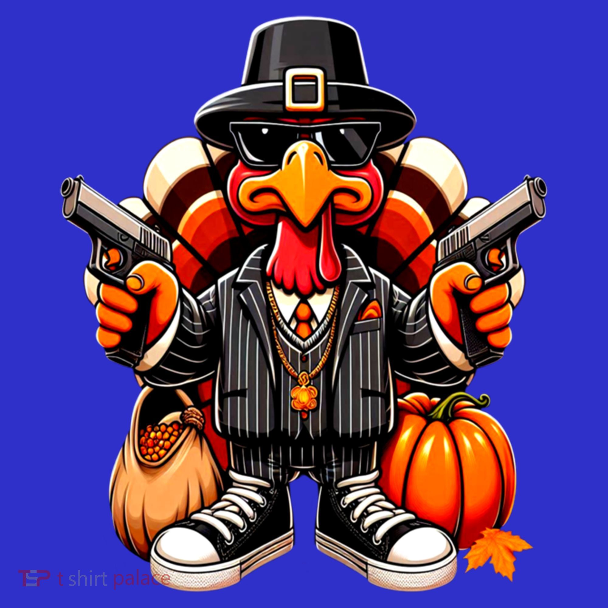 Gangster Thug Thanksgiving Turkey Gun Unhappy Angry Turkey Cool Gift Hoodie