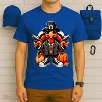 Gangster Thug Thanksgiving Turkey Gun Unhappy Angry Turkey Cool Gift T-Shirt thumb 6