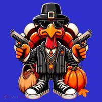 Gangster Thug Thanksgiving Turkey Gun Unhappy Angry Turkey Cool Gift Mousepad thumb 1