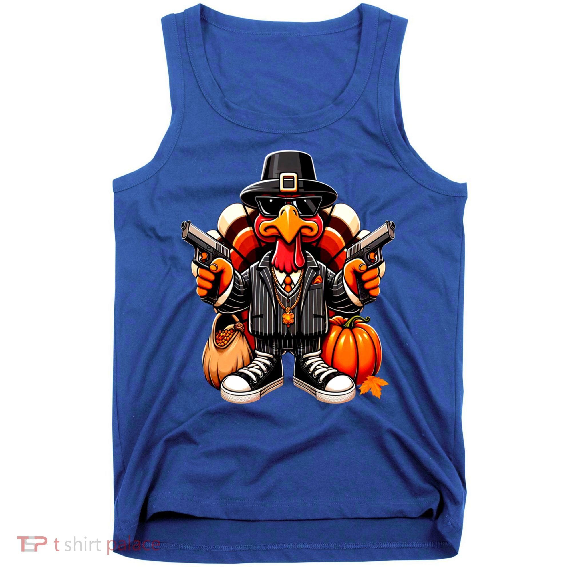 Gangster Thug Thanksgiving Turkey Gun Unhappy Angry Turkey Cool Gift Tank Top