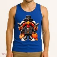 Gangster Thug Thanksgiving Turkey Gun Unhappy Angry Turkey Cool Gift Tank Top thumb 3