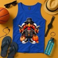 Gangster Thug Thanksgiving Turkey Gun Unhappy Angry Turkey Cool Gift Tank Top thumb 4
