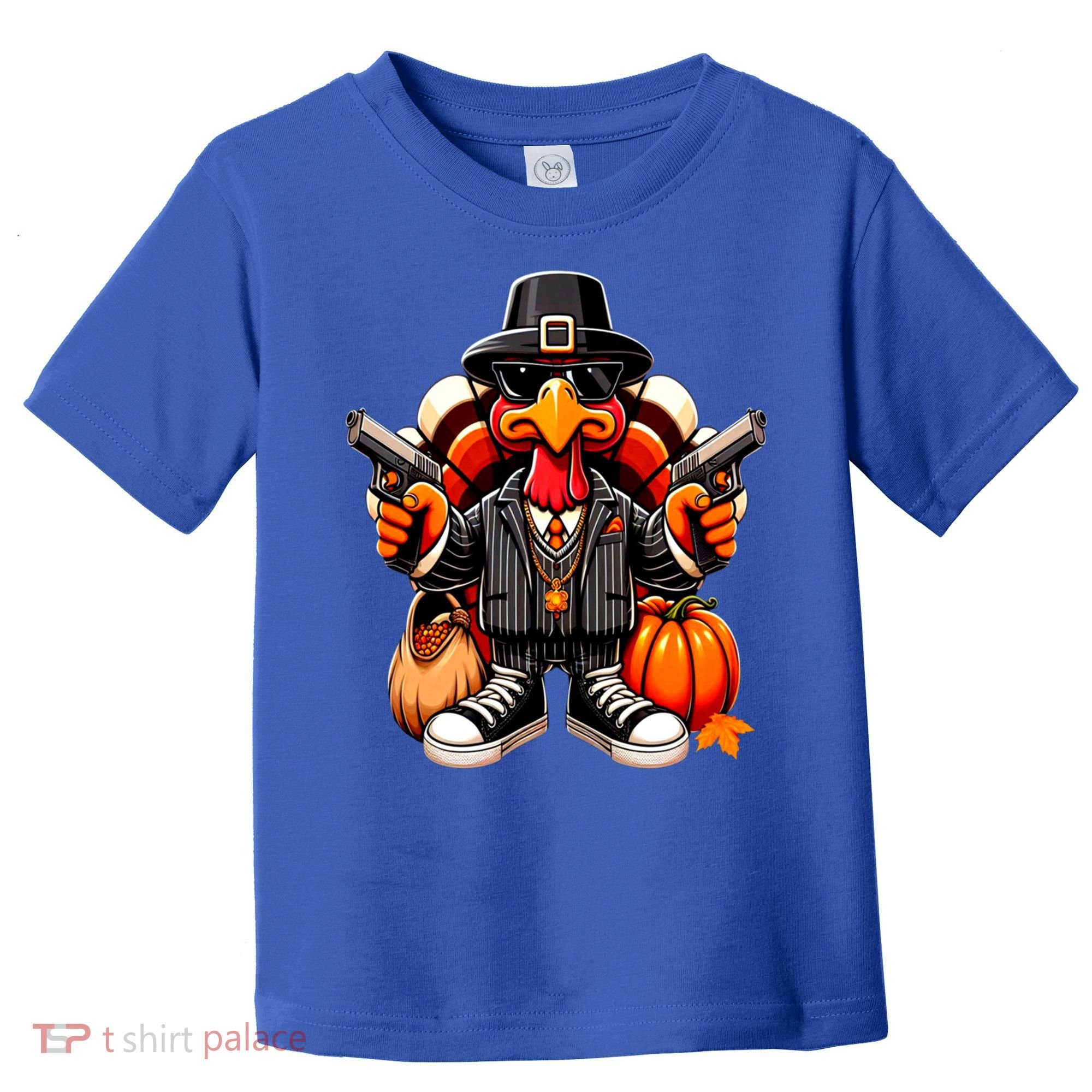Gangster Thug Thanksgiving Turkey Gun Unhappy Angry Turkey Cool Gift Toddler T-Shirt