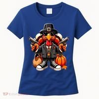 Gangster Thug Thanksgiving Turkey Gun Unhappy Angry Turkey Cool Gift Women's T-Shirt thumb 0