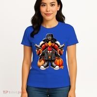 Gangster Thug Thanksgiving Turkey Gun Unhappy Angry Turkey Cool Gift Women's T-Shirt thumb 4