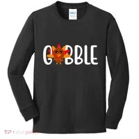 Gobble Turkey Thanksgiving Kids Long Sleeve Shirt thumb 0