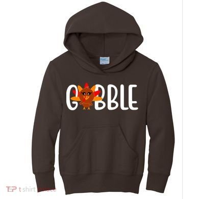 Gobble Turkey Thanksgiving Kids Hoodie