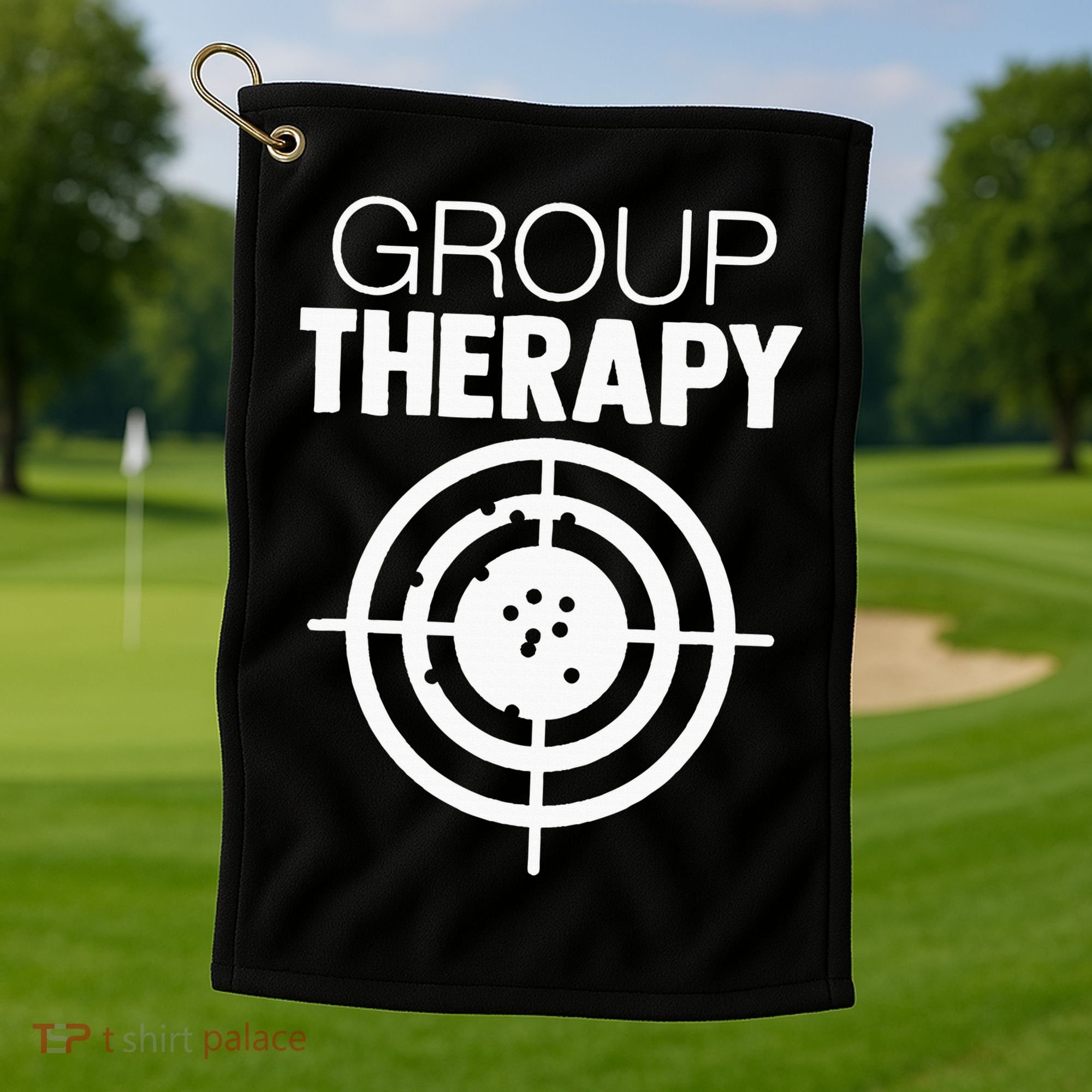 Group Therapy Target Practice Shooting Range Humor Gun Lover Golf Towel