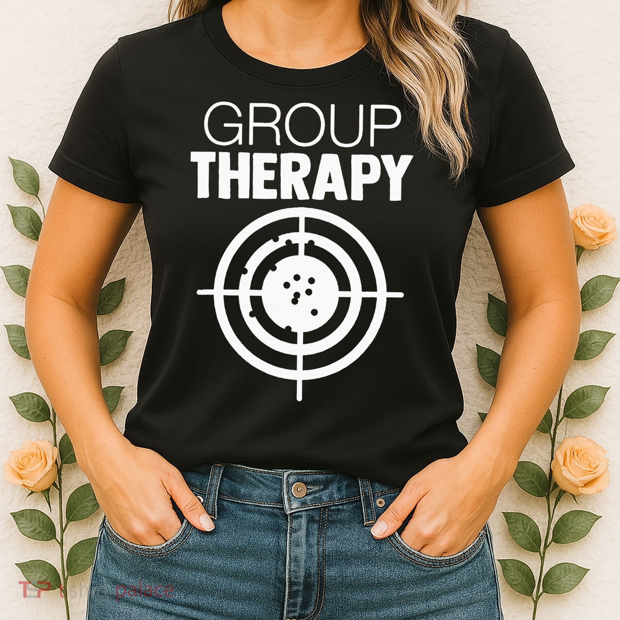 Group Therapy Target Practice Shooting Range Humor Gun Lover Women's T-Shirt