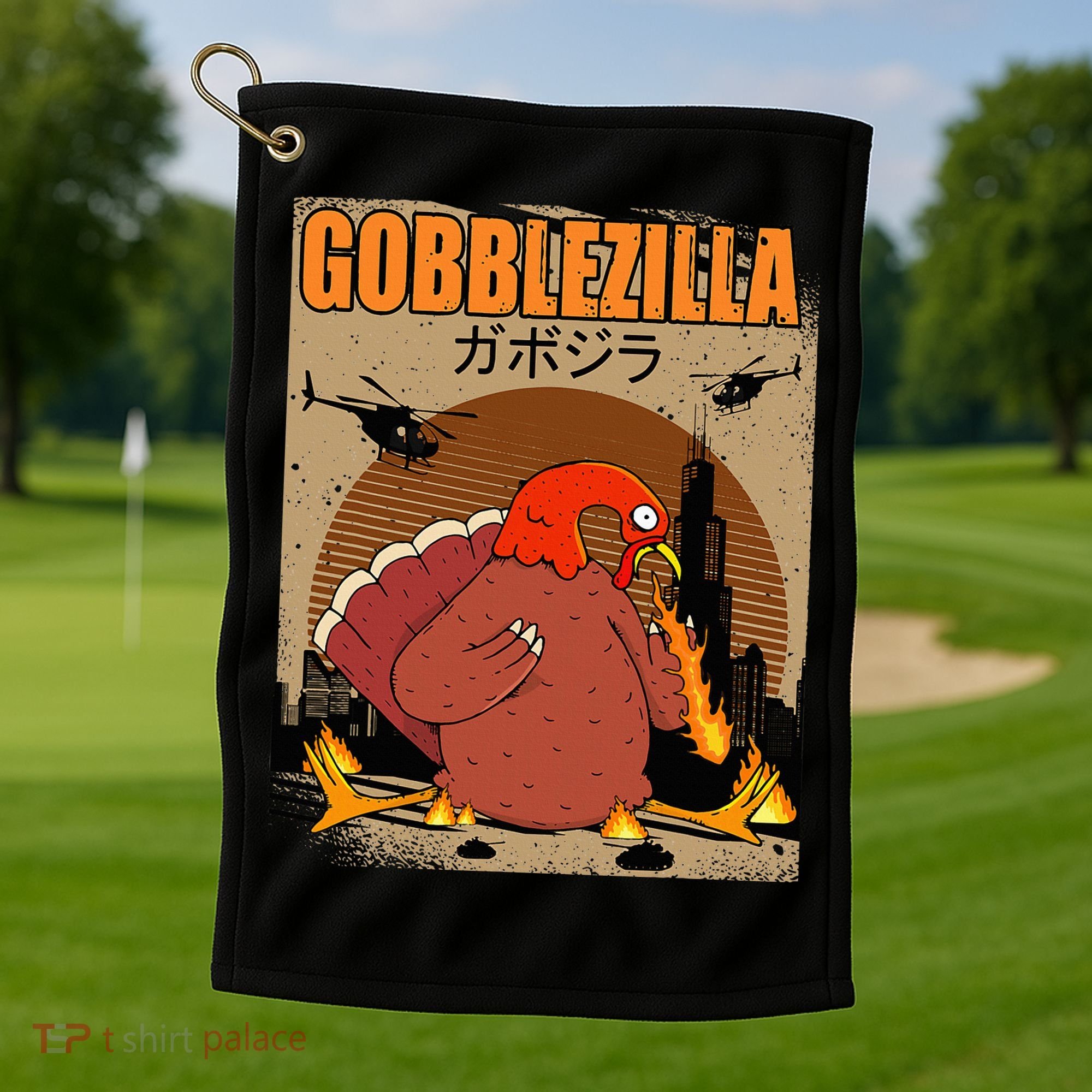 Gobblezilla Turkey Thanksgiving Golf Towel