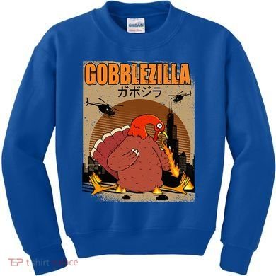 Gobblezilla Turkey Thanksgiving Kids Sweatshirt