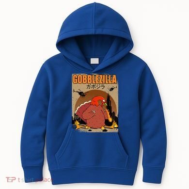 Gobblezilla Turkey Thanksgiving Kids Hoodie