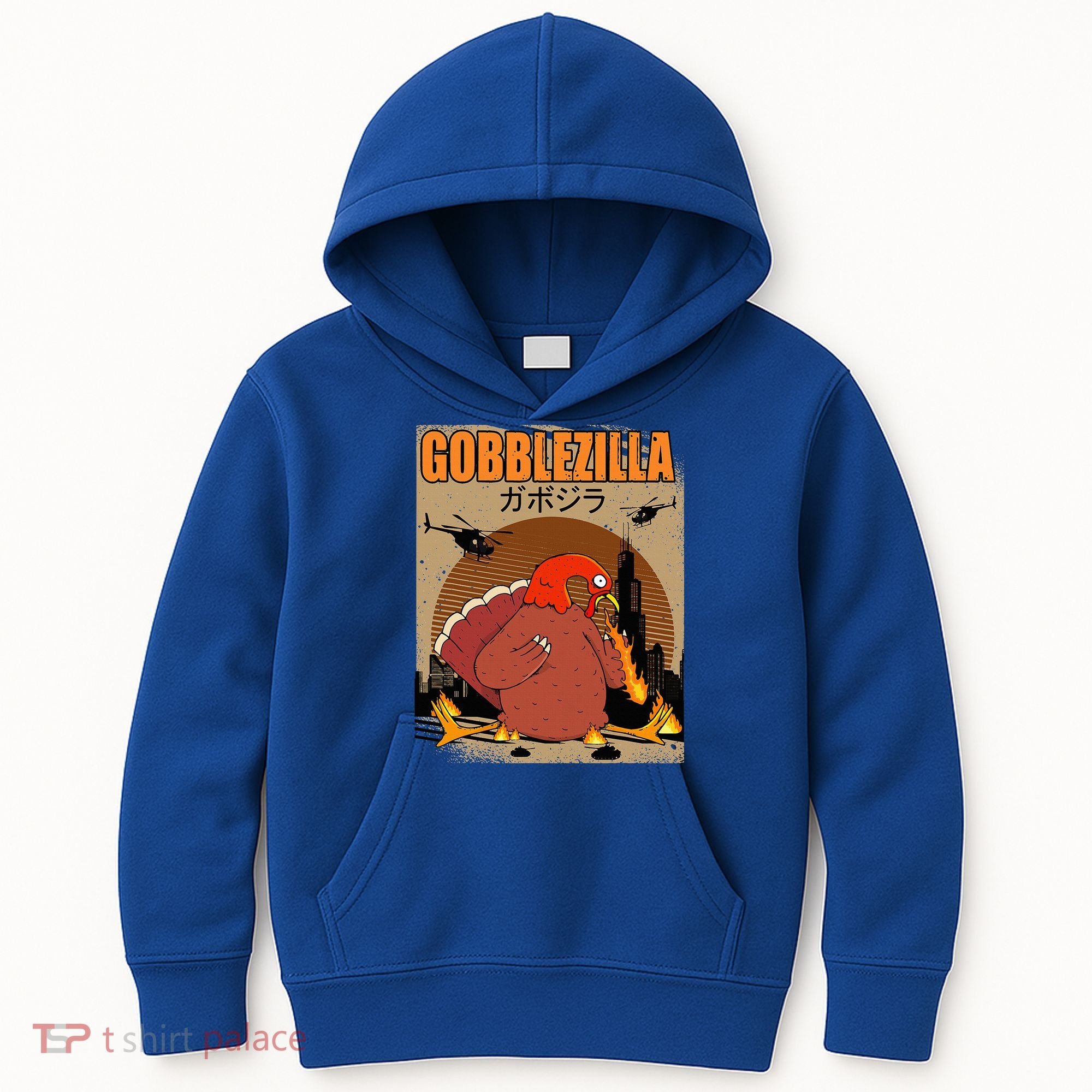 Gobblezilla Turkey Thanksgiving Kids Hoodie