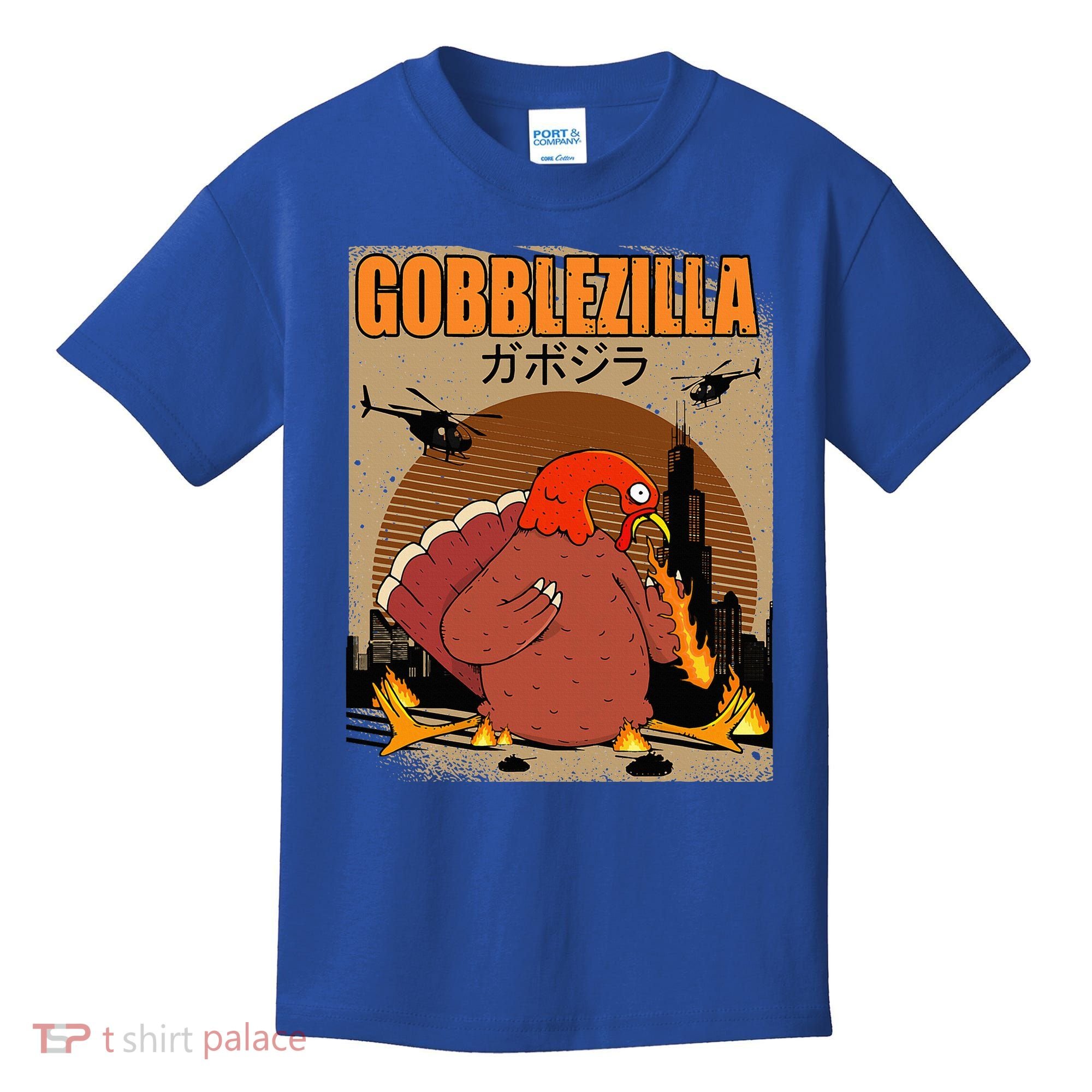 Gobblezilla Turkey Thanksgiving Kids T-Shirt