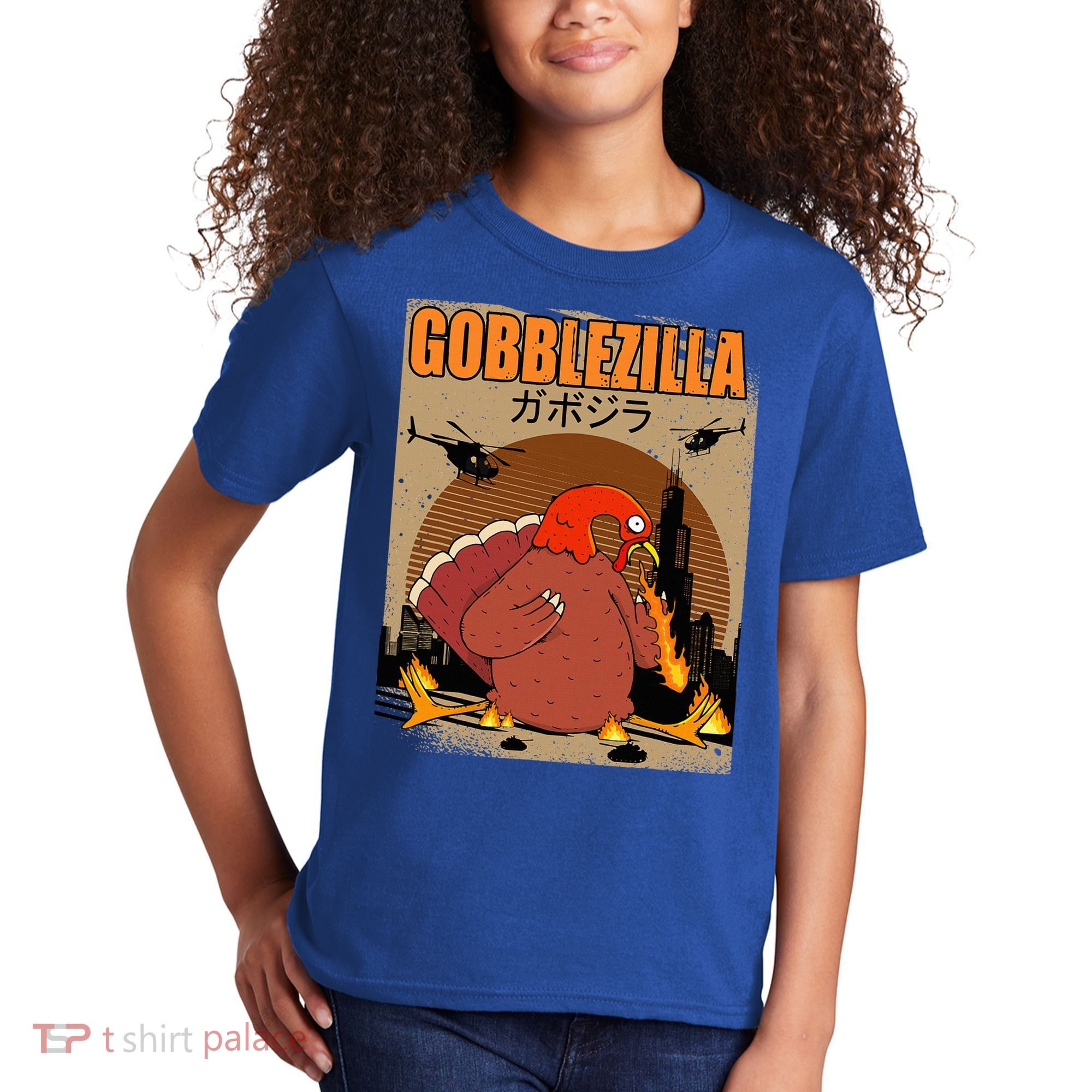 Gobblezilla Turkey Thanksgiving Kids T-Shirt