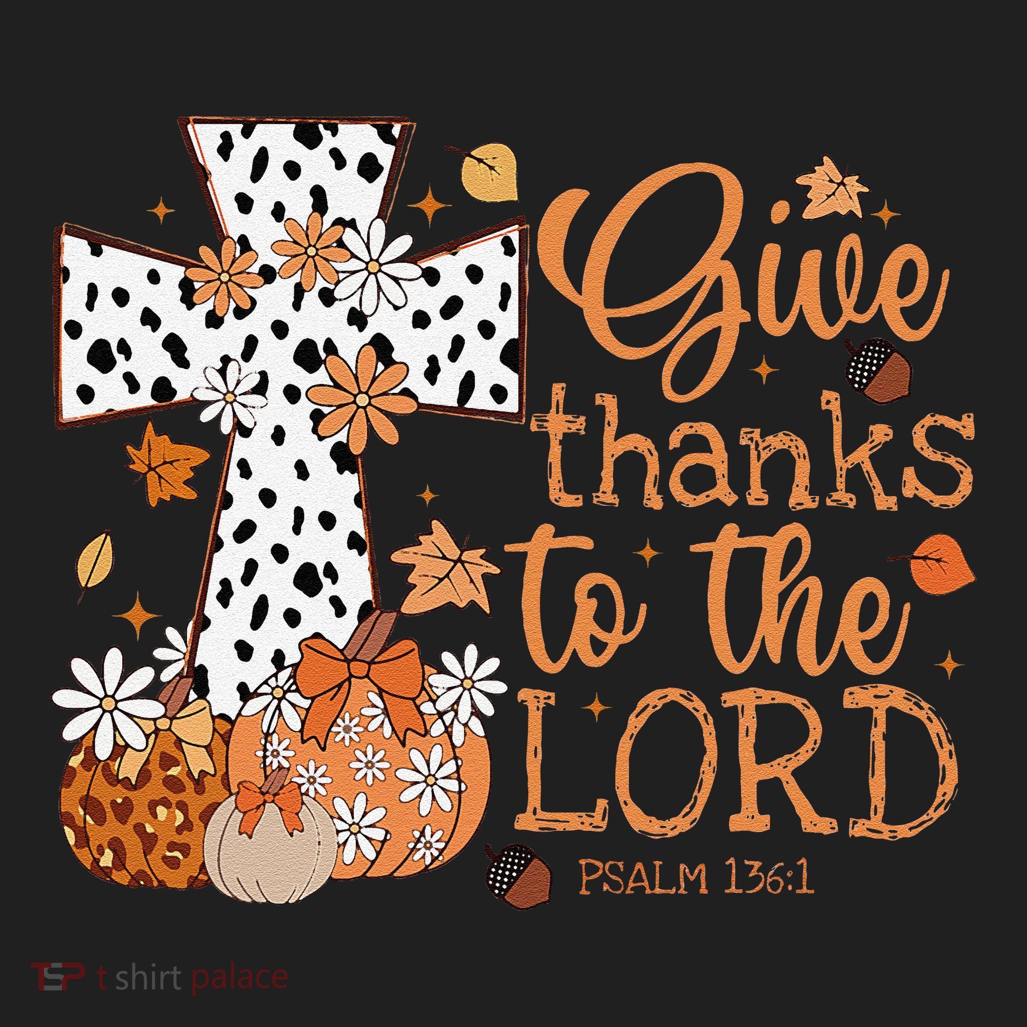 Give Thanks To The Lord Jesus Cross Pumpkin Thanksgiving Beanie