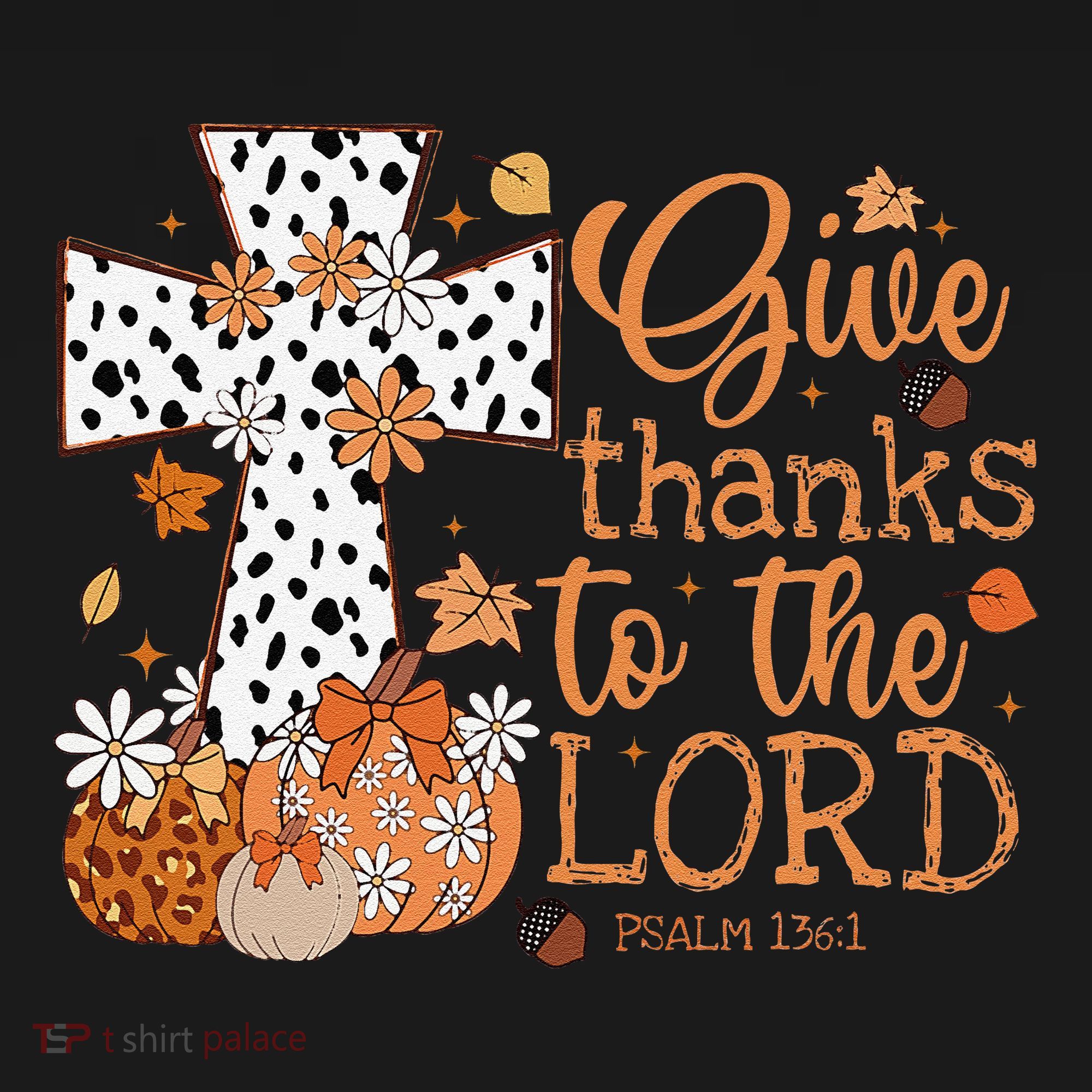 Give Thanks To The Lord Jesus Cross Pumpkin Thanksgiving Women's Hoodie