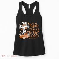 Give Thanks To The Lord Jesus Cross Pumpkin Thanksgiving Women's Tank Top thumb 0