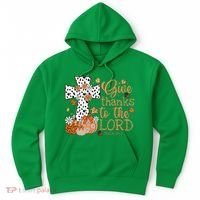 Give Thanks To The Lord Jesus Cross Pumpkin Thanksgiving Hoodie thumb 0