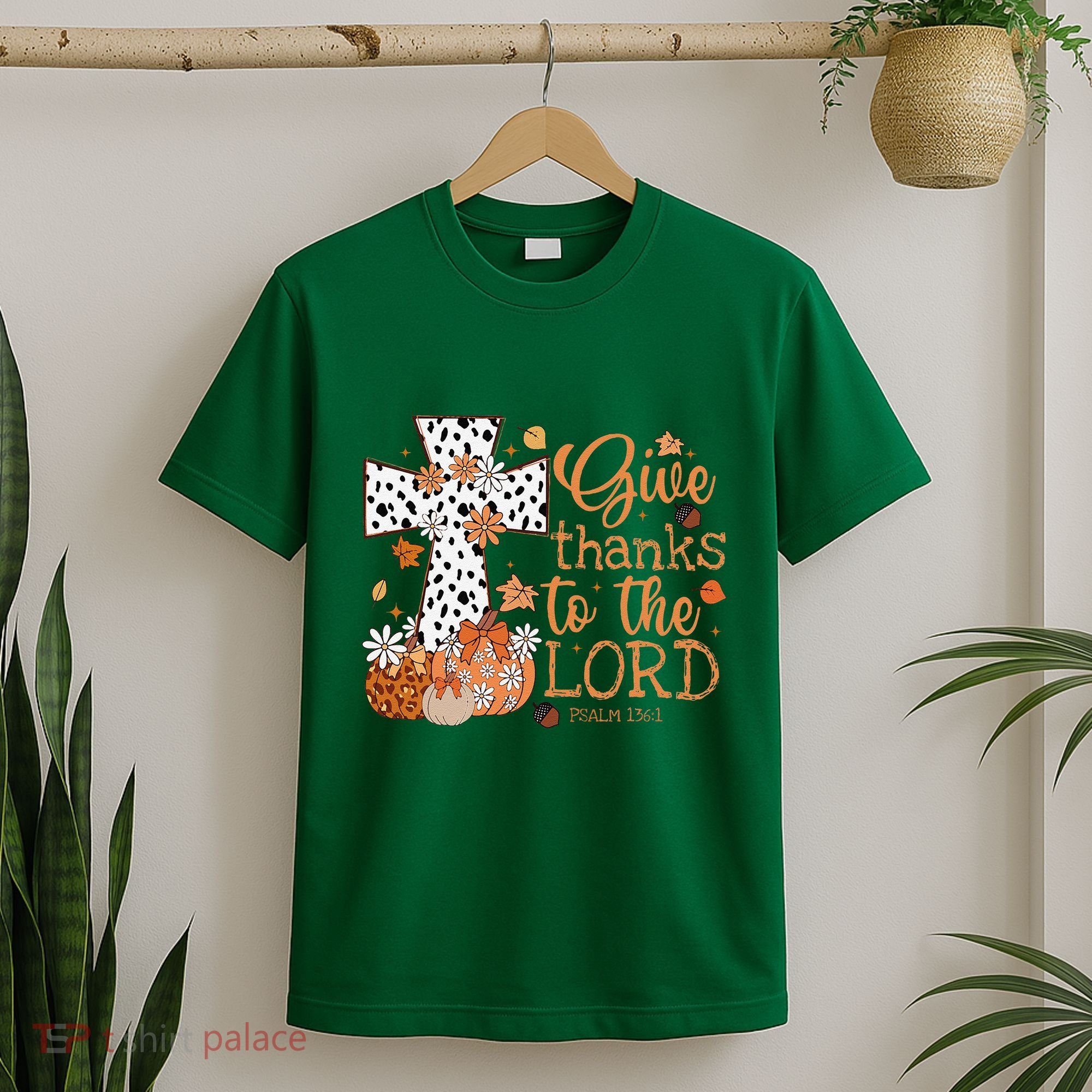 Give Thanks To The Lord Jesus Cross Pumpkin Thanksgiving T-Shirt