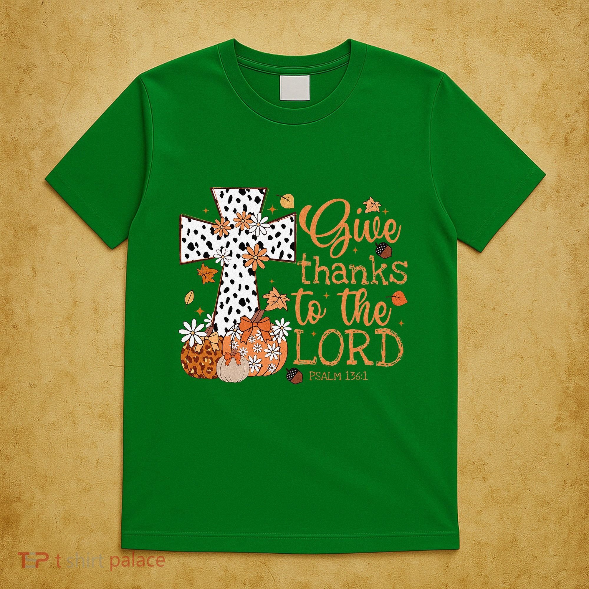 Give Thanks To The Lord Jesus Cross Pumpkin Thanksgiving T-Shirt