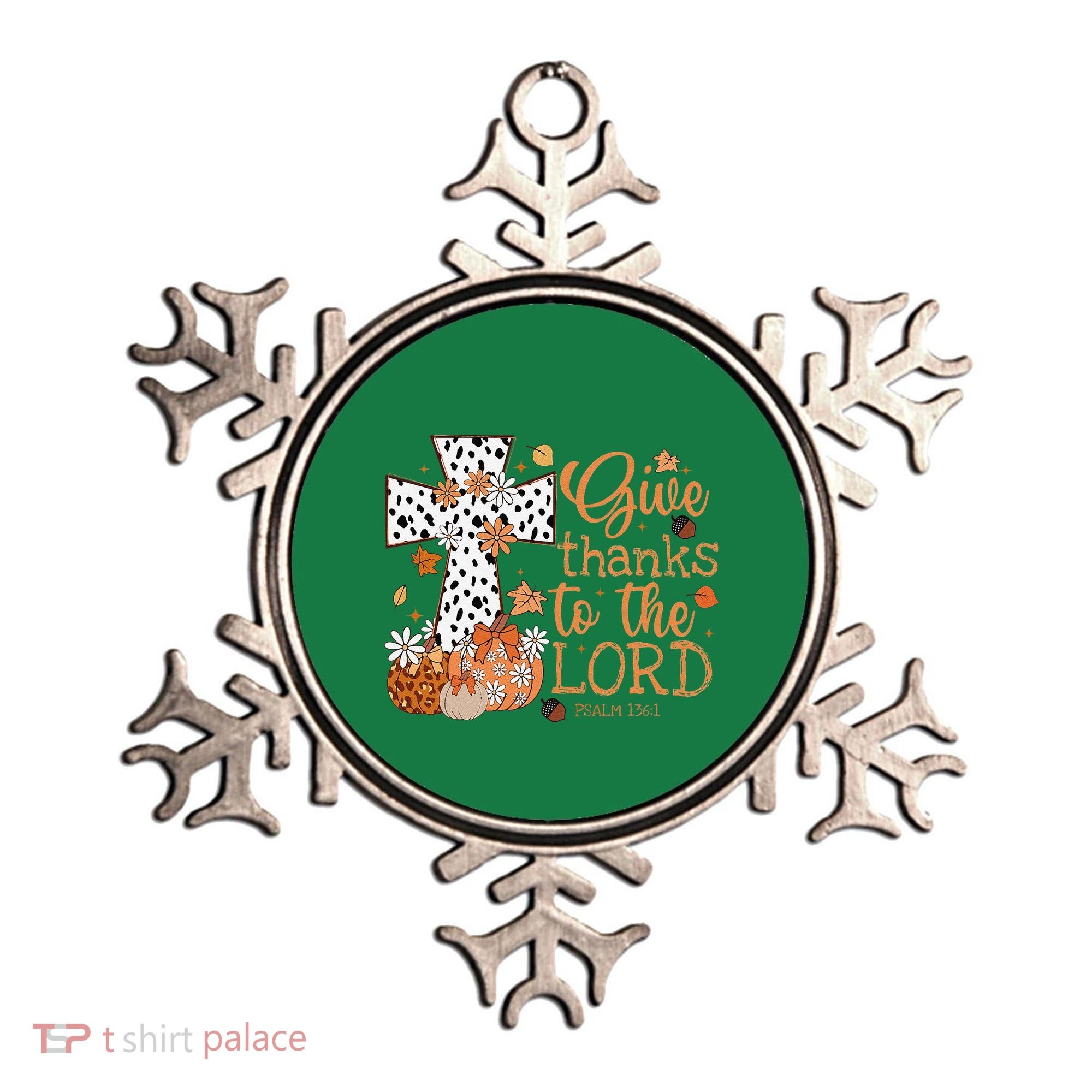 Give Thanks To The Lord Jesus Cross Pumpkin Thanksgiving Ornament