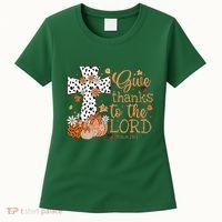 Give Thanks To The Lord Jesus Cross Pumpkin Thanksgiving Women's T-Shirt thumb 0