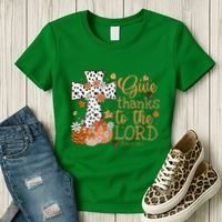Give Thanks To The Lord Jesus Cross Pumpkin Thanksgiving Women's T-Shirt thumb 3