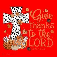 Give Thanks To The Lord Jesus Cross Pumpkin Thanksgiving Santa Hat thumb 1