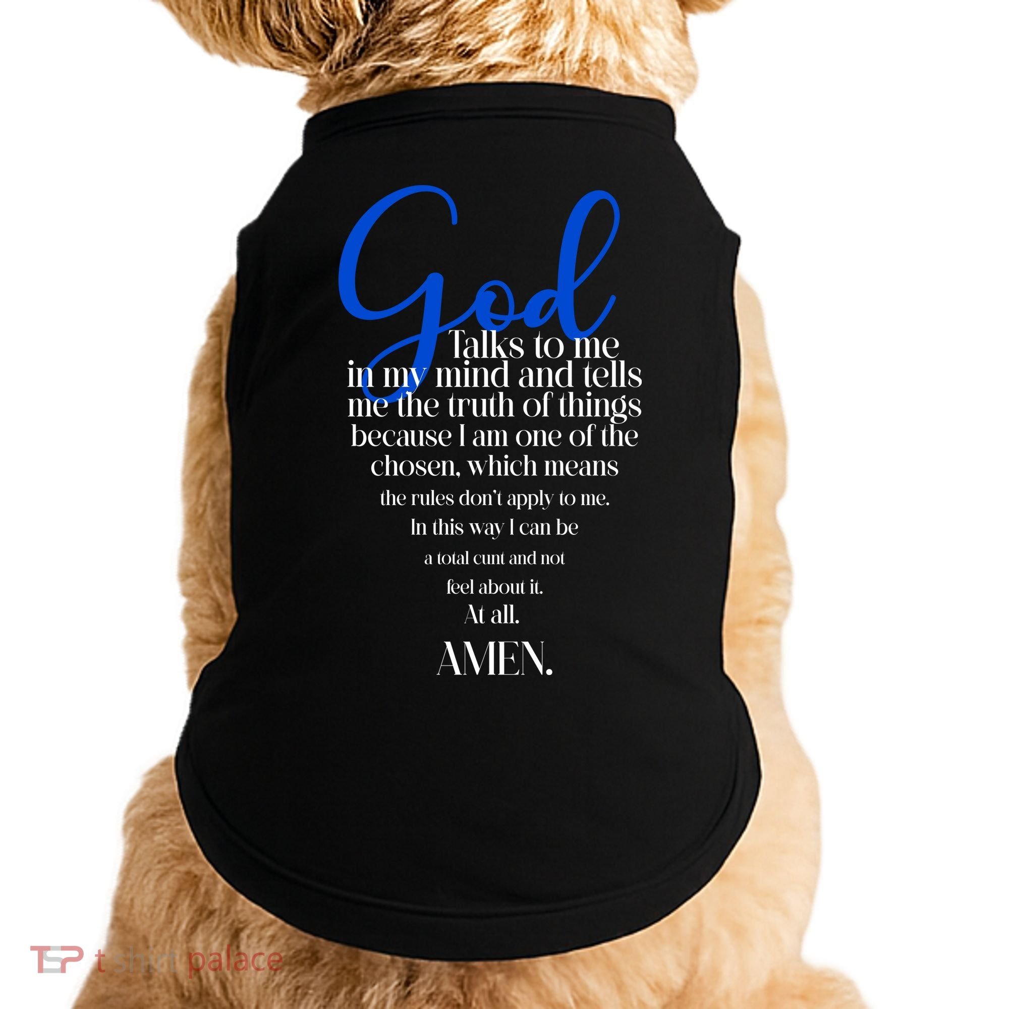 God Talks To Me Amen Funny Christian Doggie Tank