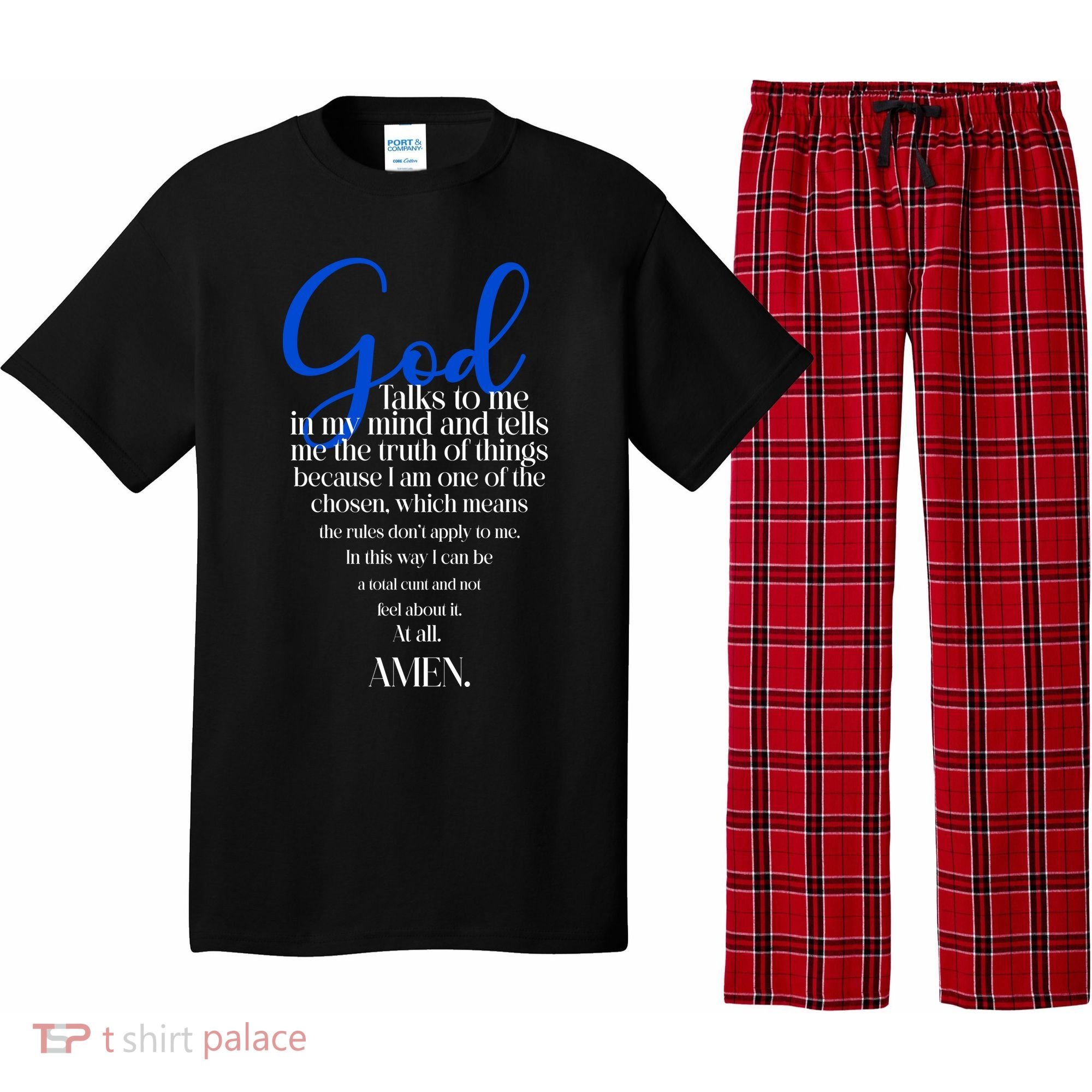 God Talks To Me Amen Funny Christian Pajama Set