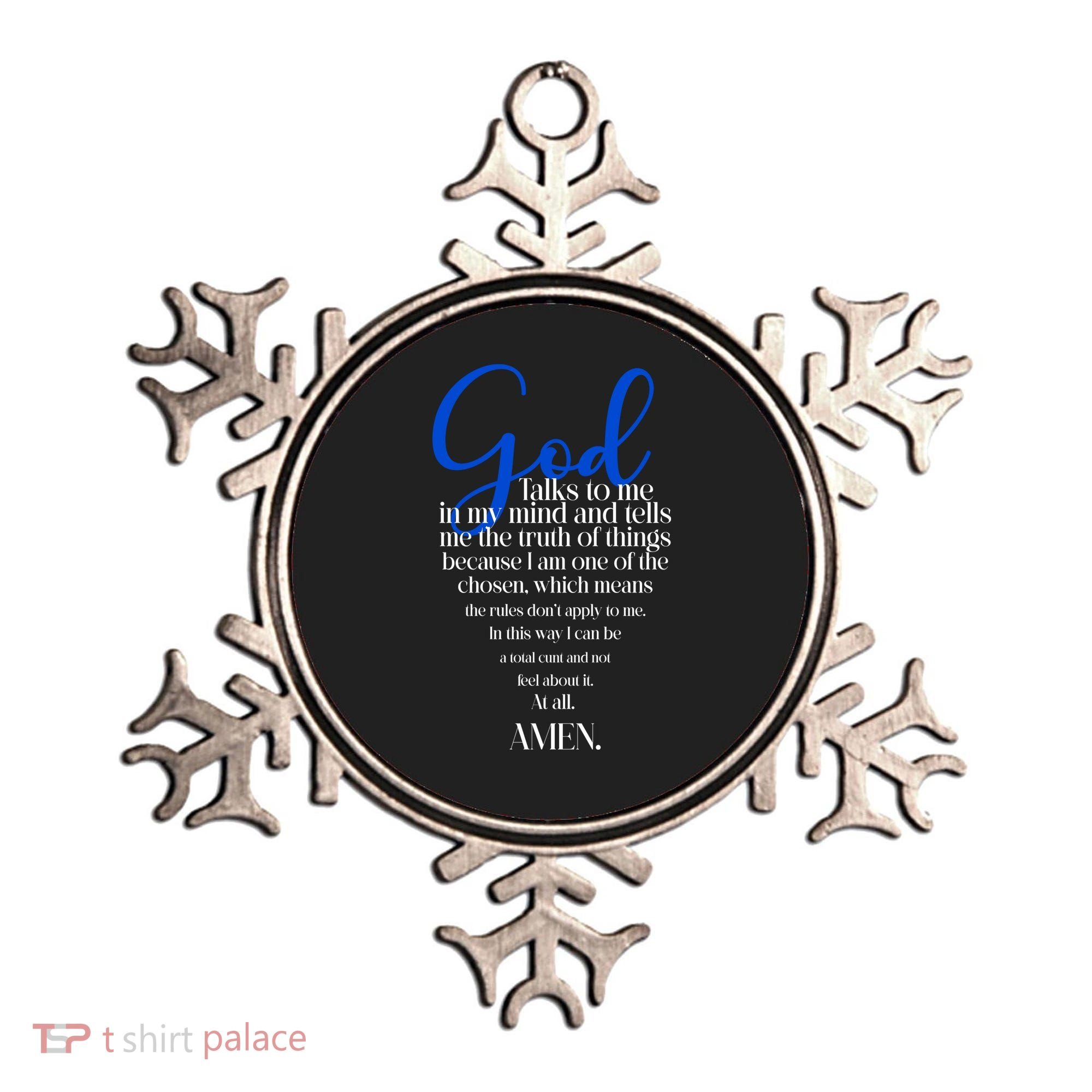God Talks To Me Amen Funny Christian Ornament