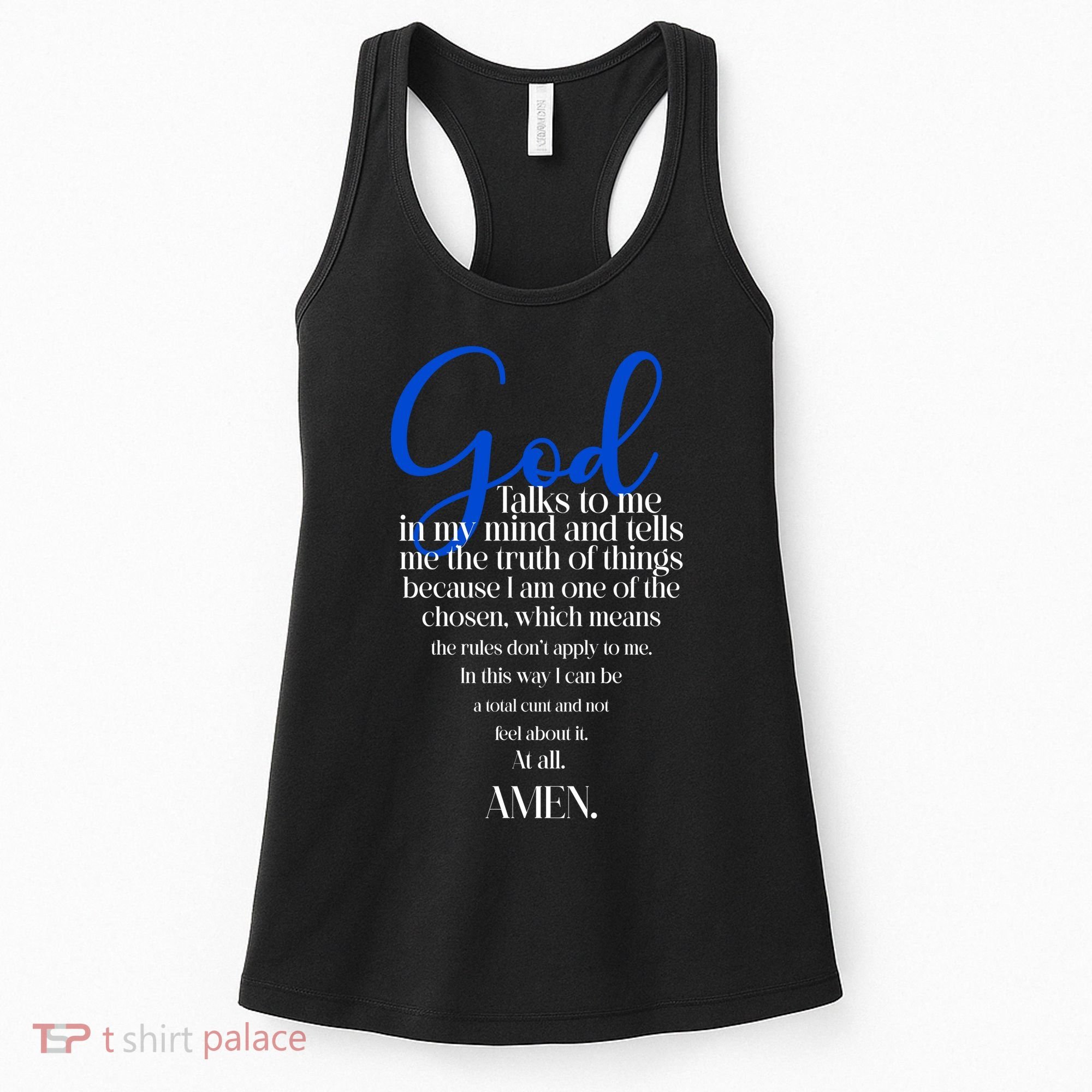 God Talks To Me Amen Funny Christian Women's Tank Top
