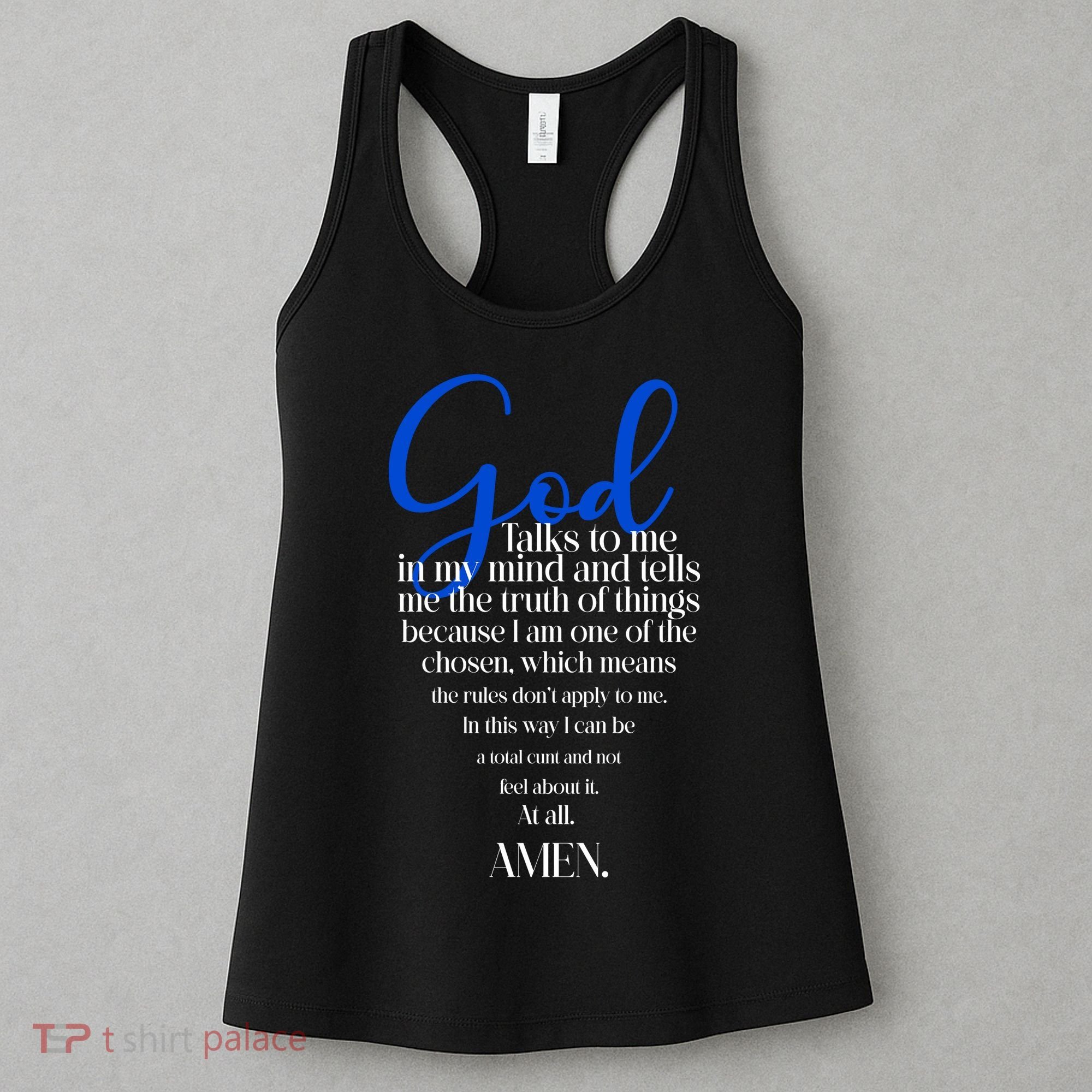 God Talks To Me Amen Funny Christian Women's Tank Top