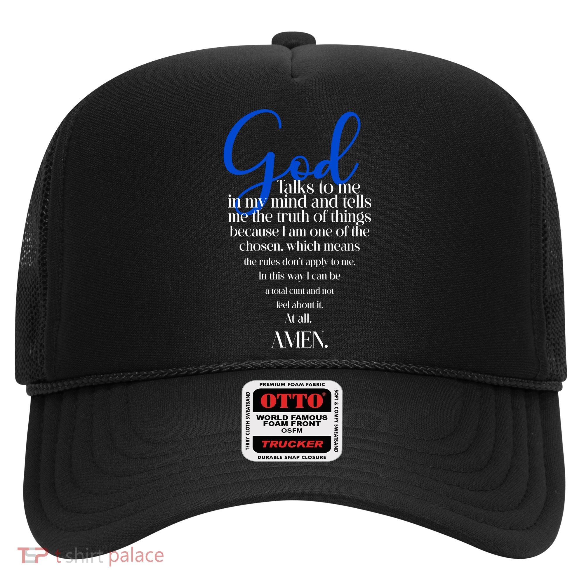 God Talks To Me Amen Funny Christian Hat