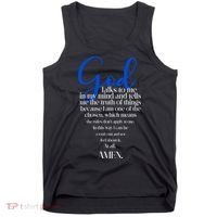 God Talks To Me Amen Funny Christian Tank Top thumb 0
