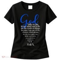 God Talks To Me Amen Funny Christian Women's T-Shirt thumb 0
