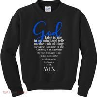 God Talks To Me Amen Funny Christian Kids Sweatshirt thumb 0