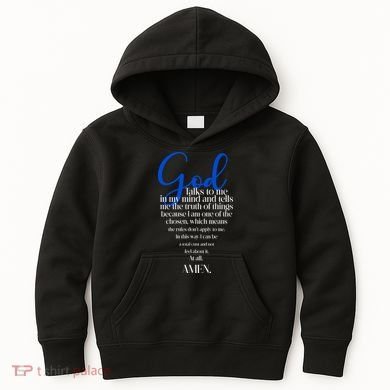 God Talks To Me Amen Funny Christian Kids Hoodie