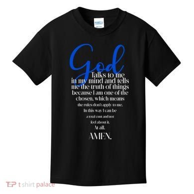 God Talks To Me Amen Funny Christian Kids T-Shirt