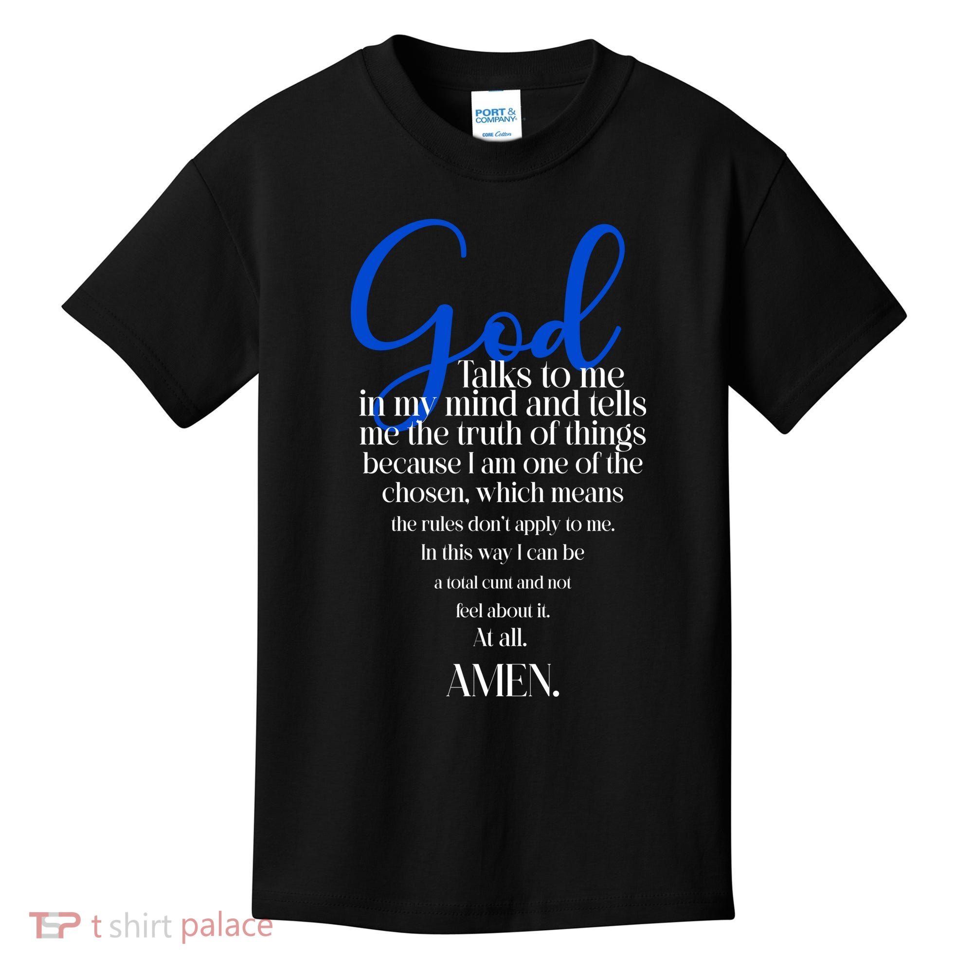 God Talks To Me Amen Funny Christian Kids T-Shirt