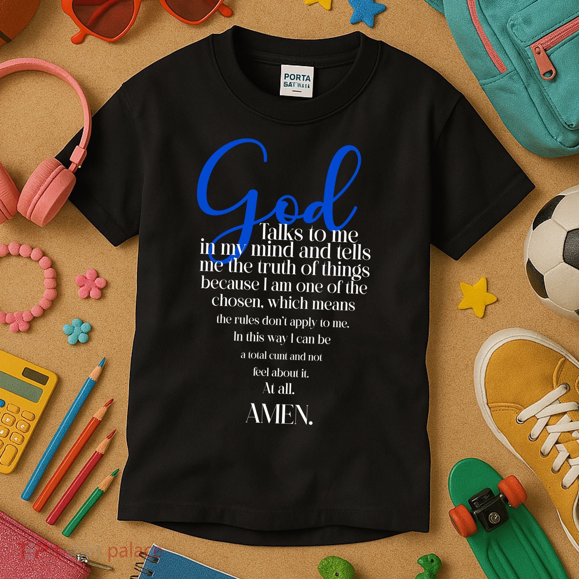 God Talks To Me Amen Funny Christian Kids T-Shirt