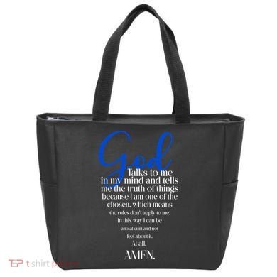 God Talks To Me Amen Funny Christian Tote Bag
