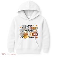 Give Thanks To The Lord Christian Fall Kids Hoodie thumb 0