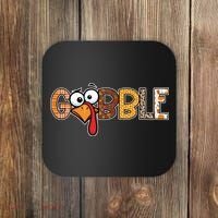 Gobble Thanksgiving Turkey Face Funny Cute Gift Coaster thumb 0